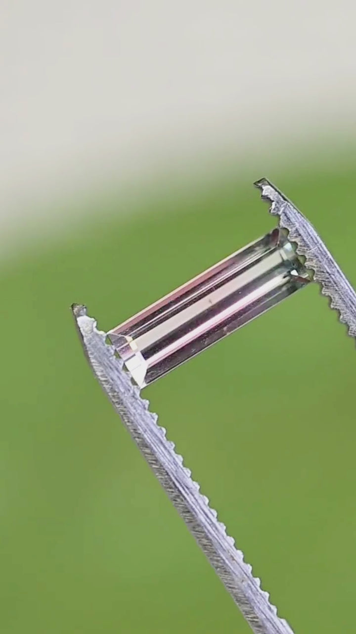1.06CT Tourmaline: Bi Color Watermelon Pastel Green Pink Precision Elongated Emerald Cut