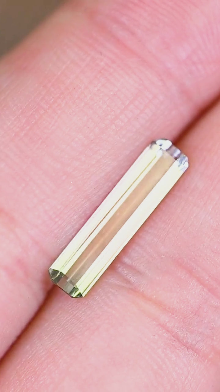 1.57CT Tourmaline: Bi Color Watermelon Pastel Green Pink Precision Elongated Emerald Cut