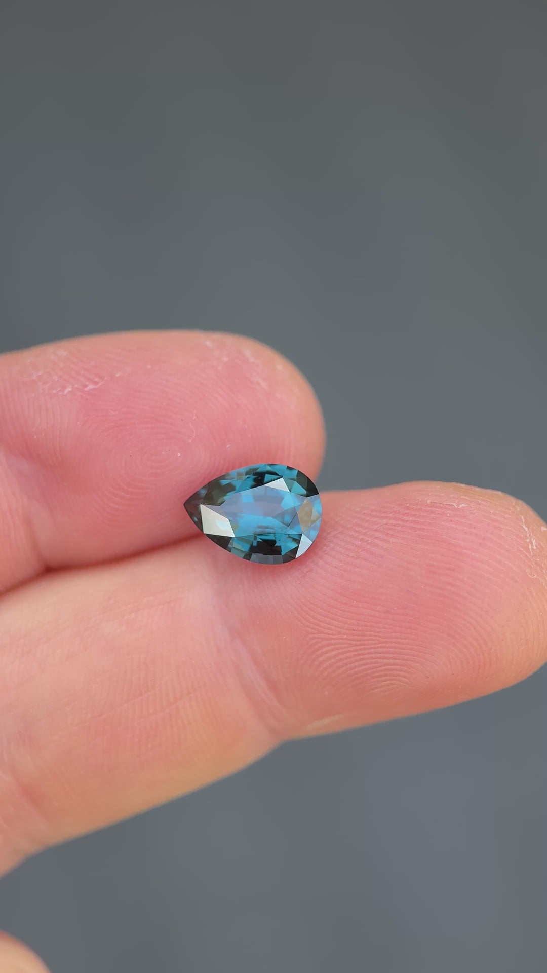 2.47CT Spinel: Deep Oceanic Greenish Purplish Blue Color Shift Precision Pear Mixed Cut hand video