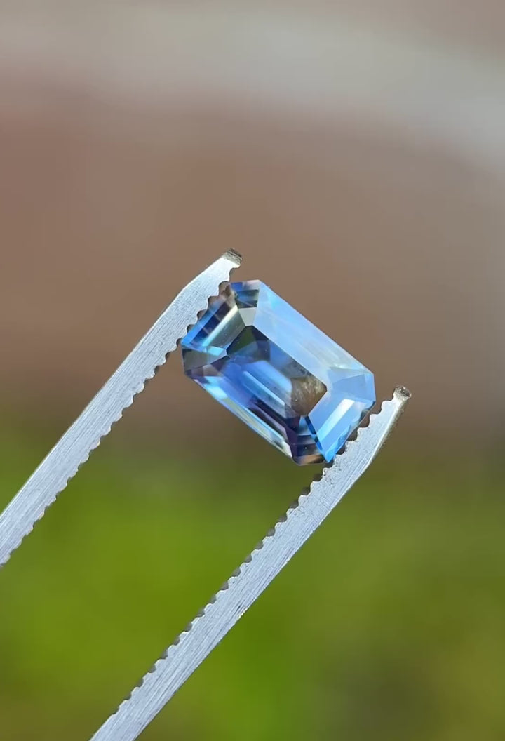 2.08CT Sapphire: Blue Yellow Parti Precision Elongated Emerald Cut