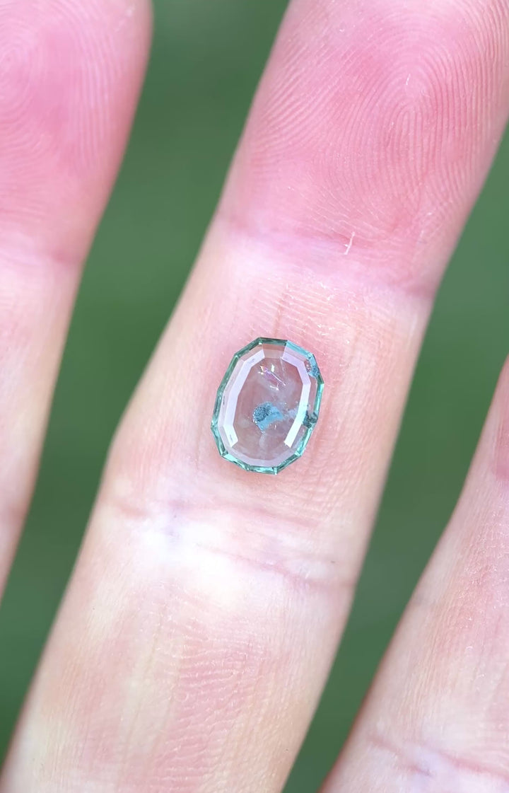 1.84CT Sapphire: Seafoam Green Geometric Oval Portrait Cut