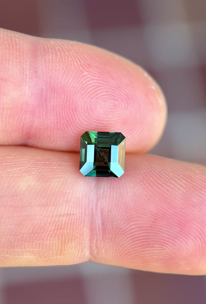 2.56CT Sapphire: Deep Lagoon Teal Blue Green Custom Squared Antique Emerald Cut