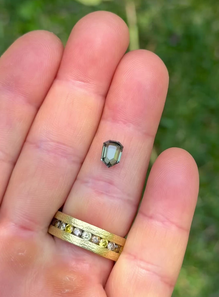 2.01CT Sapphire: Teal Green Precision Shield Portrait Cut