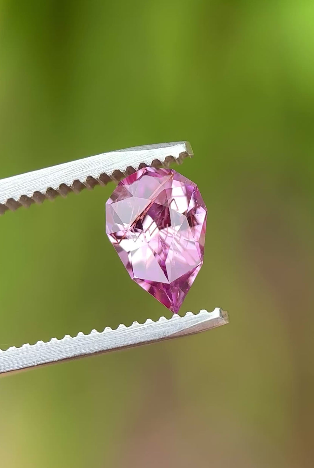 1.62CT Sapphire: Rutilated Rose Pink Precision Custom Geo Pear Mix Cut