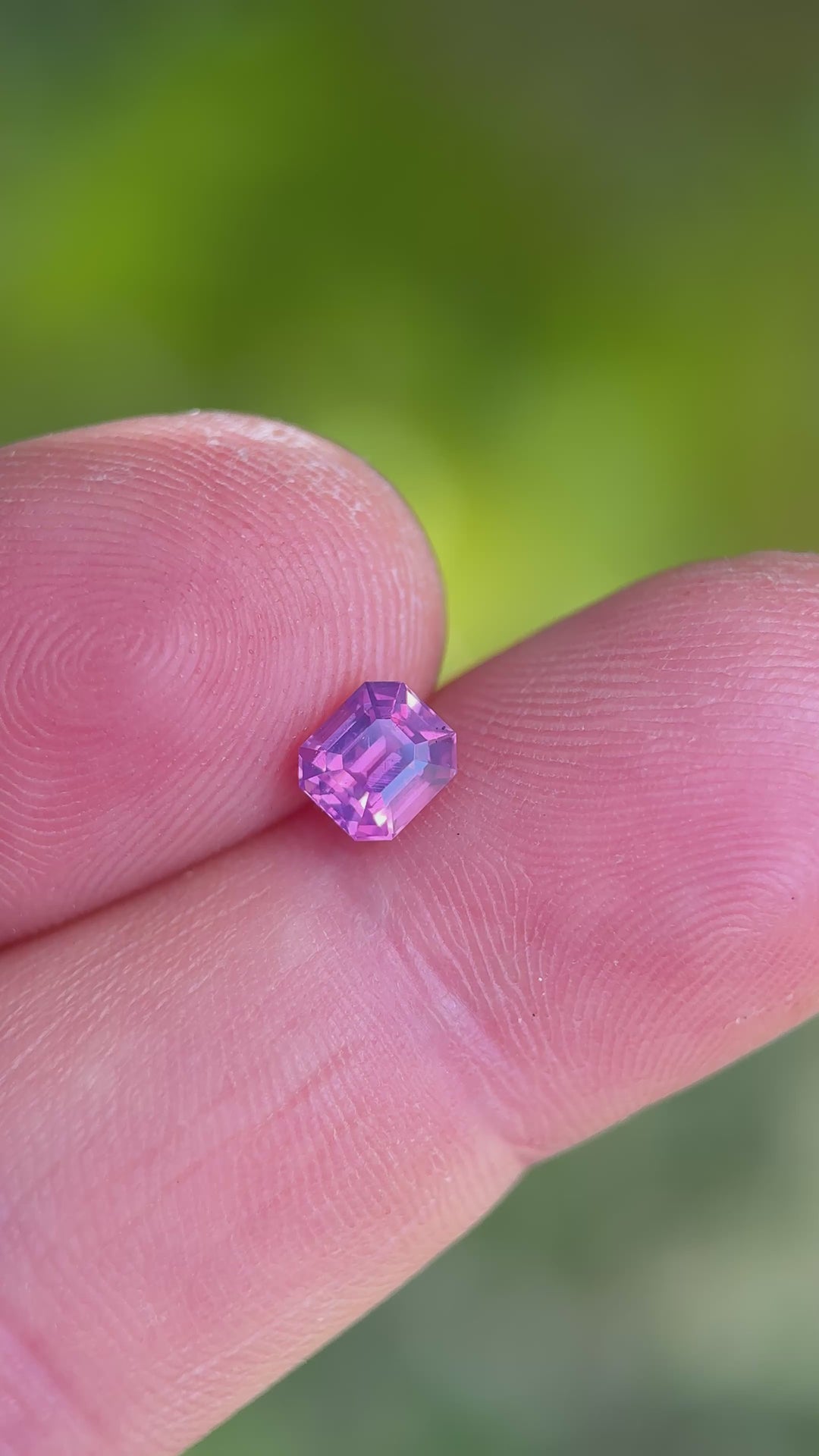 1.05CT Sapphire: Vivid Purplish Pink Opalescent Precision Emerald Cut