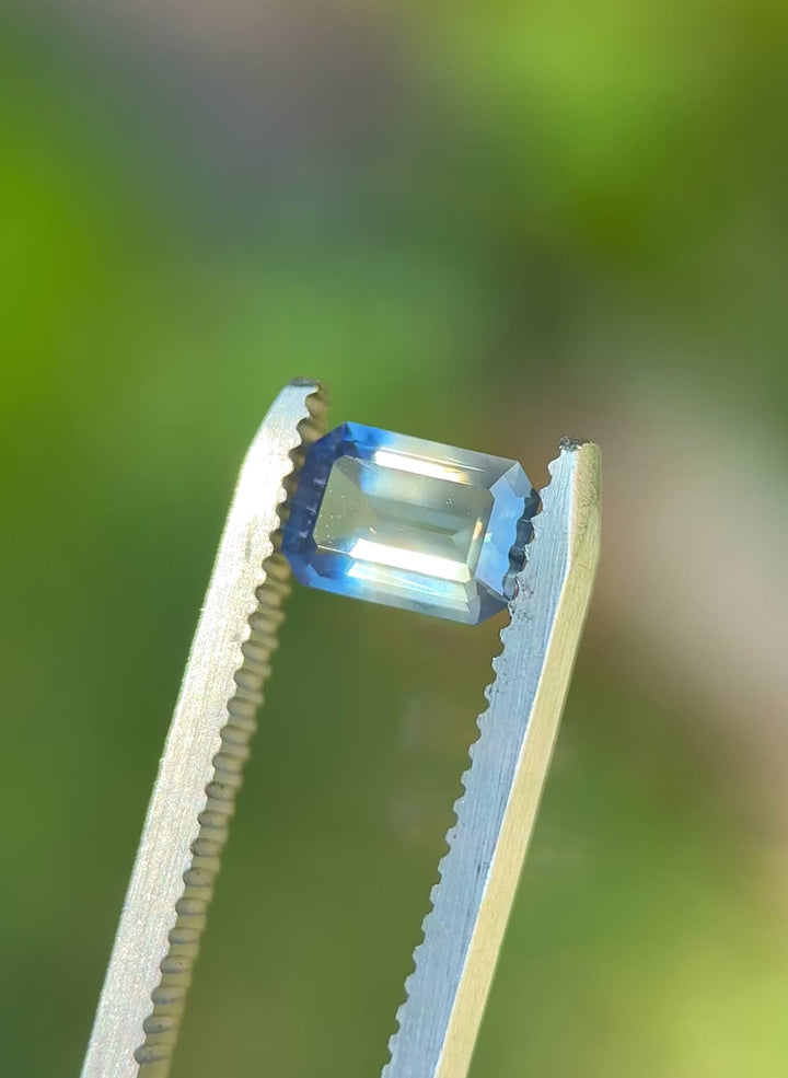 1.16CT Sapphire: Grey Denim Blue Parti Precision Emerald Cut