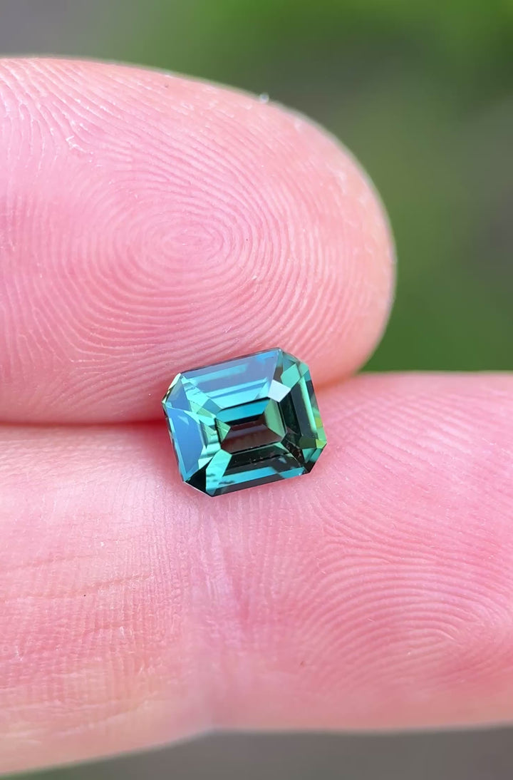 2.01CT Sapphire: Deep Vivid Teal Blue Green To Earthy Green Purple Blue Precision Emerald Cut