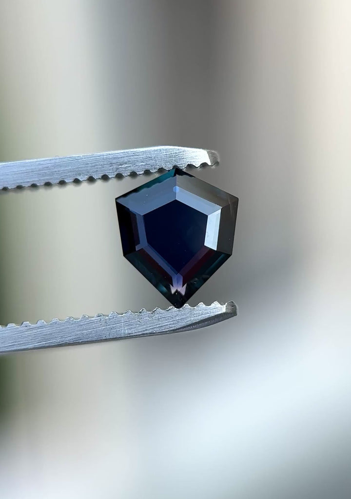 1.37CT Sapphire: Deep Blue Shield Portrait