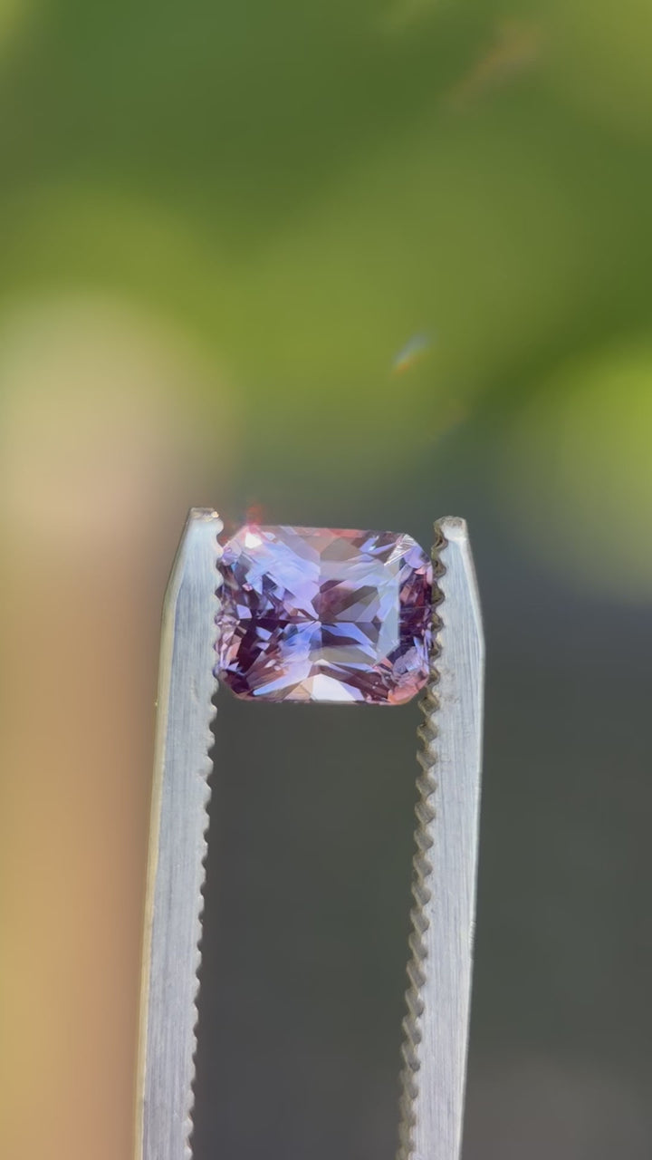 1.63CT Sapphire: Blue Pink Purple Parti Precision Custom Radiant Cut