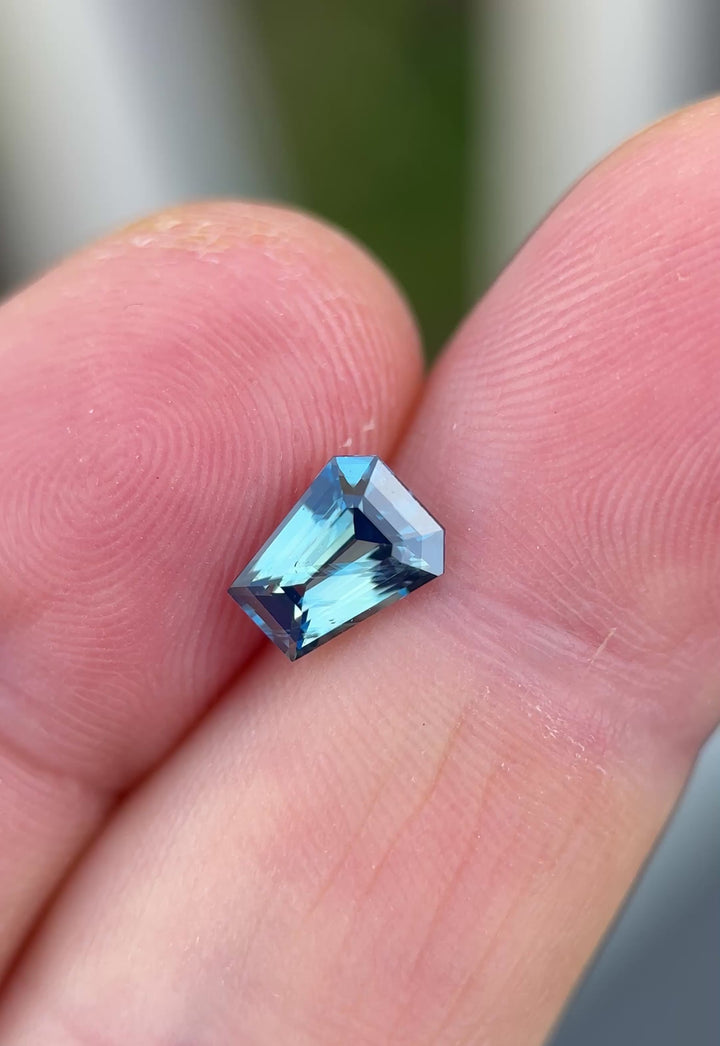 1.57CT Sapphire: Vibrant Green Teal Blue Custom Coffin Step Cut